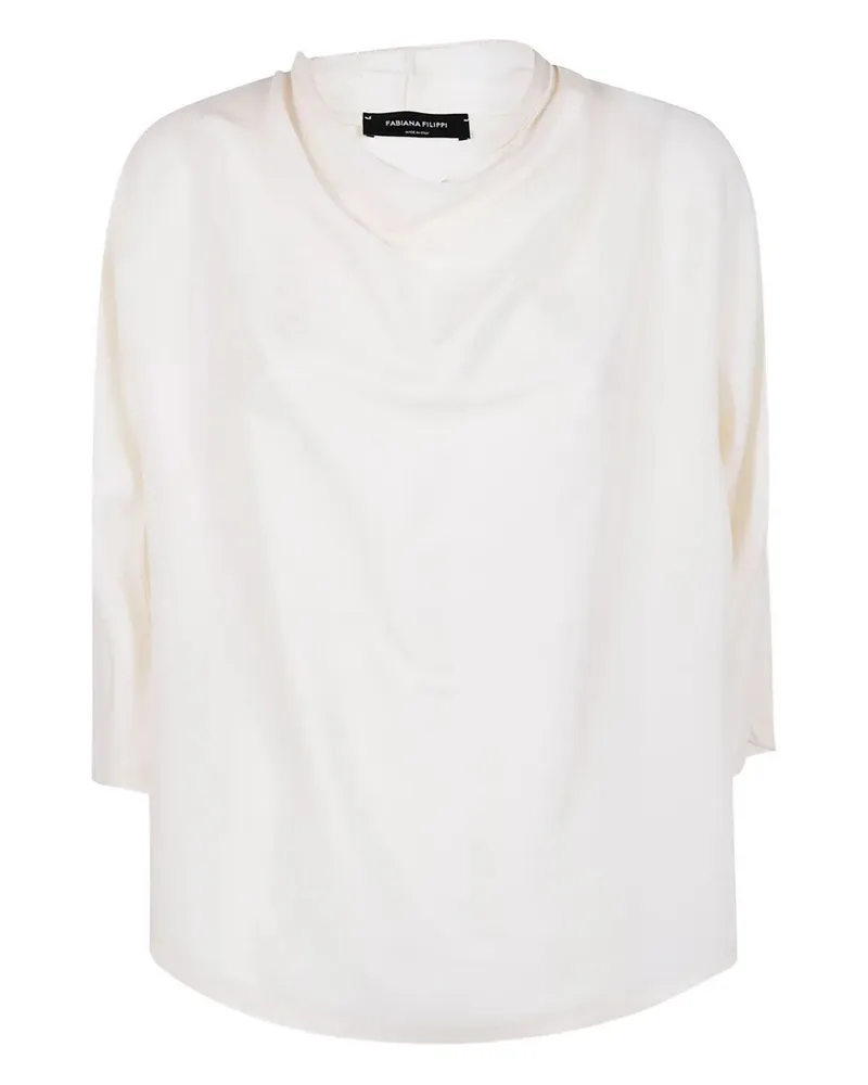 Fabiana Filippi Enver Satin Short Sleeve Top With Detail White
