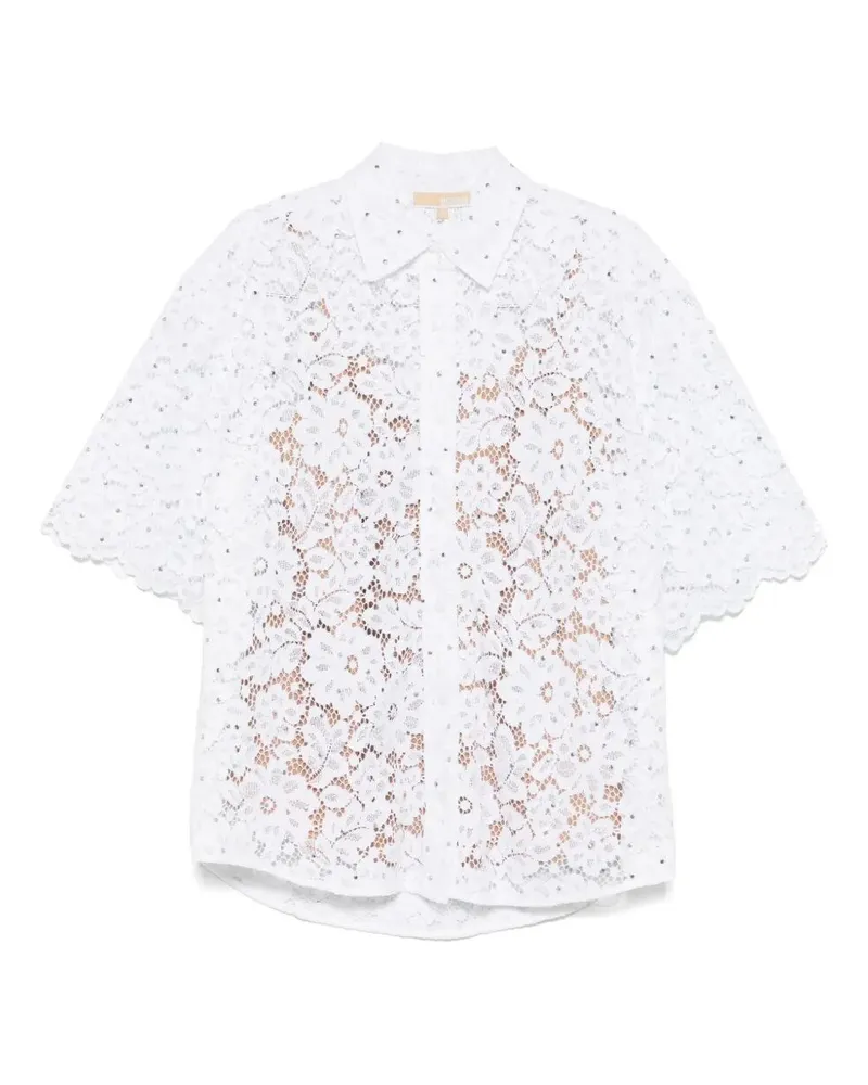 Michael Kors Studded Floral Lace Shirt White