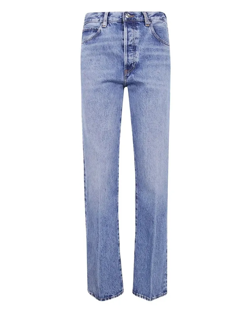 Frame Denim The Vertical" High Rise Straight Leg Jeans Blue