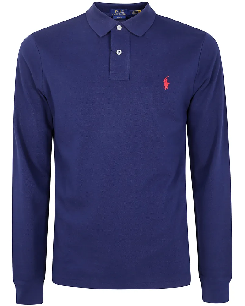 Ralph Lauren Long Sleeve Knit Polo Shirt Blue