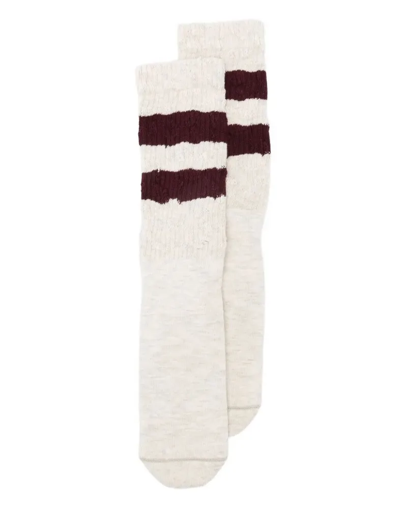 Golden Goose Socks High Rib Stripes Ripped Gray