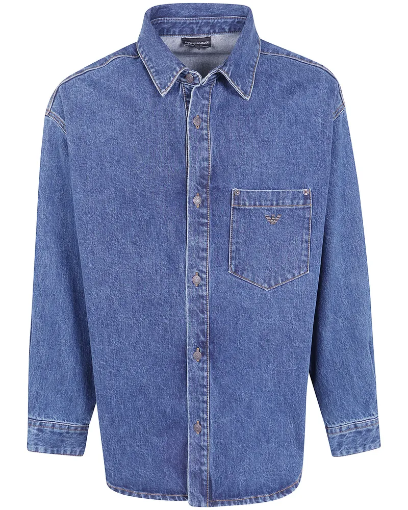 Emporio Armani Shirt Classic Denim "Pocket Breast Blue