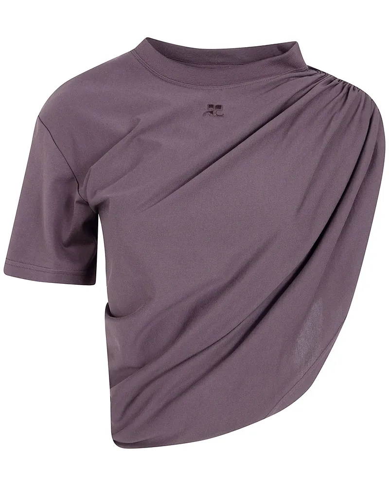 Courrèges Asymmetrical Twist T-Shirt Brown