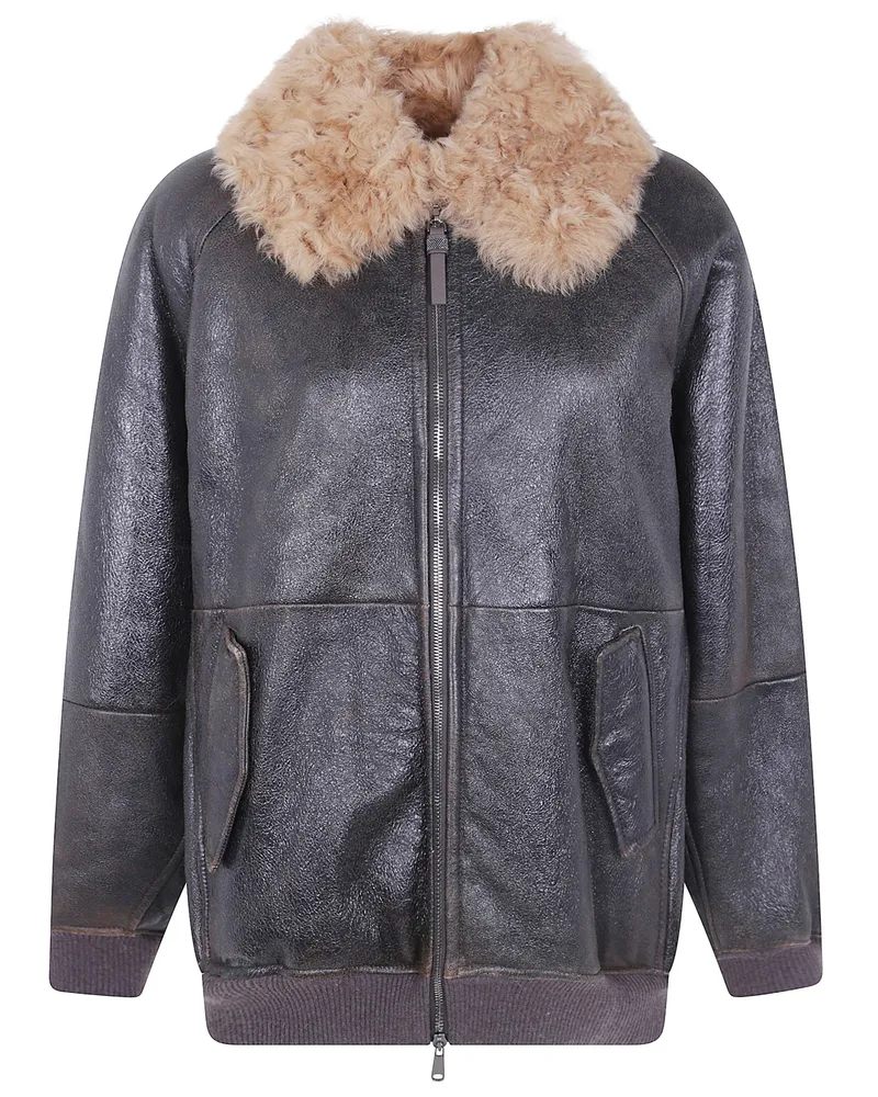 Brunello Cucinelli Jacket Fur Collar "Mpmma7564 C9998 Nut Brown