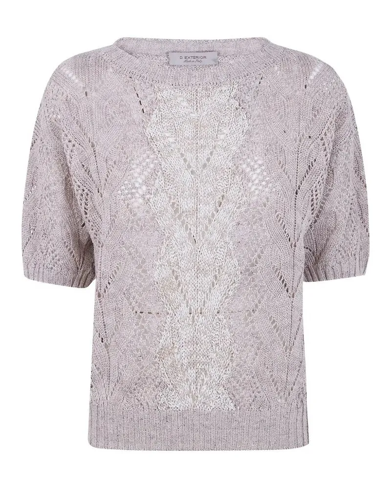 D.EXTERIOR D. EXTERIOR Braids Linen Crystals Round Neck Sweater Brown