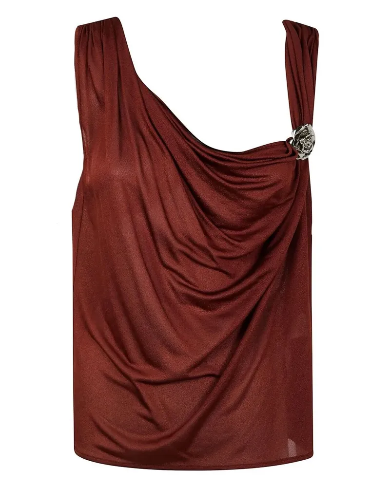 Blumarine Jersey Crepe Top Brown