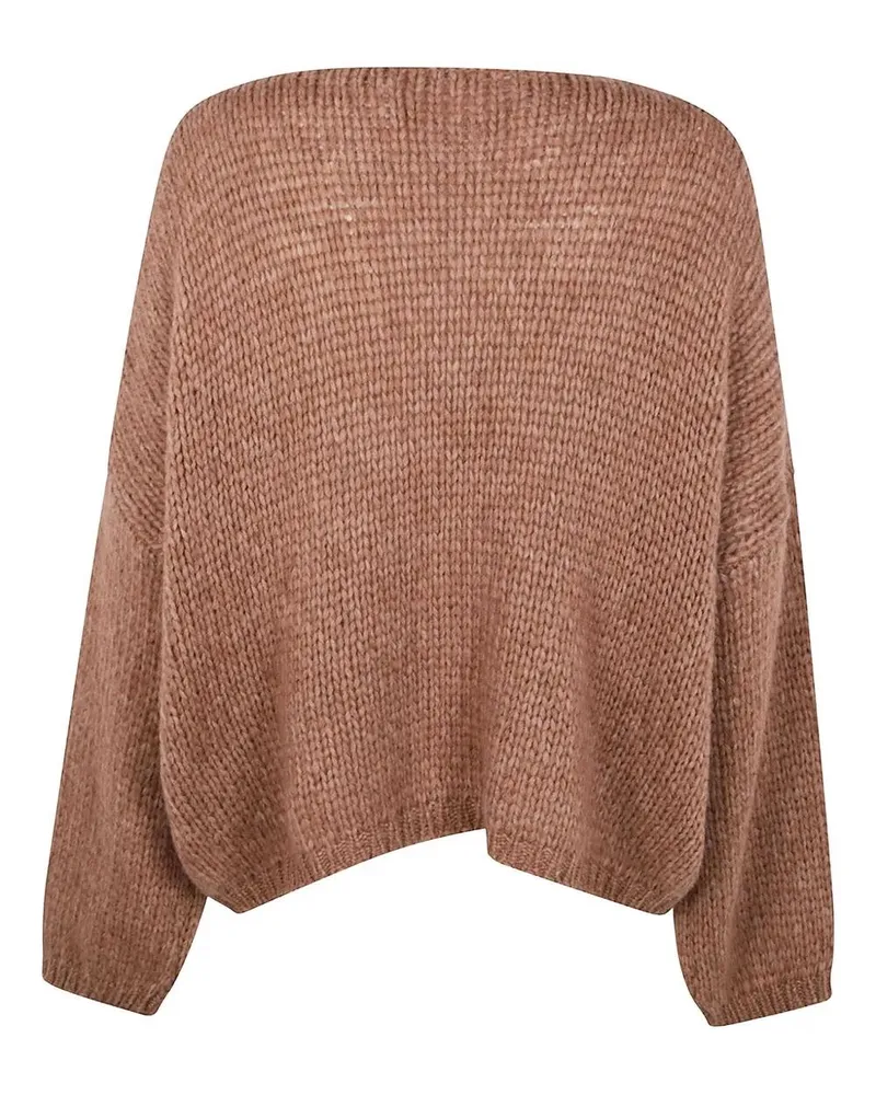 Nuur Long Sleeves Boat Neck Sweater Brown