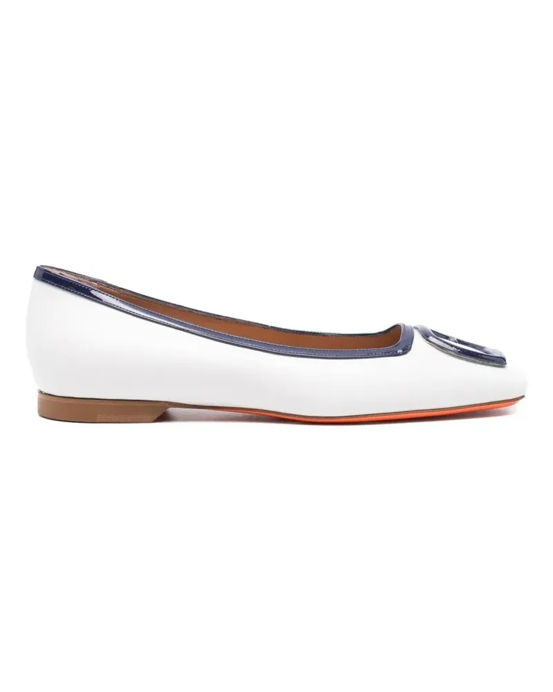 Santoni Atena" Ballet Flat Shoes White
