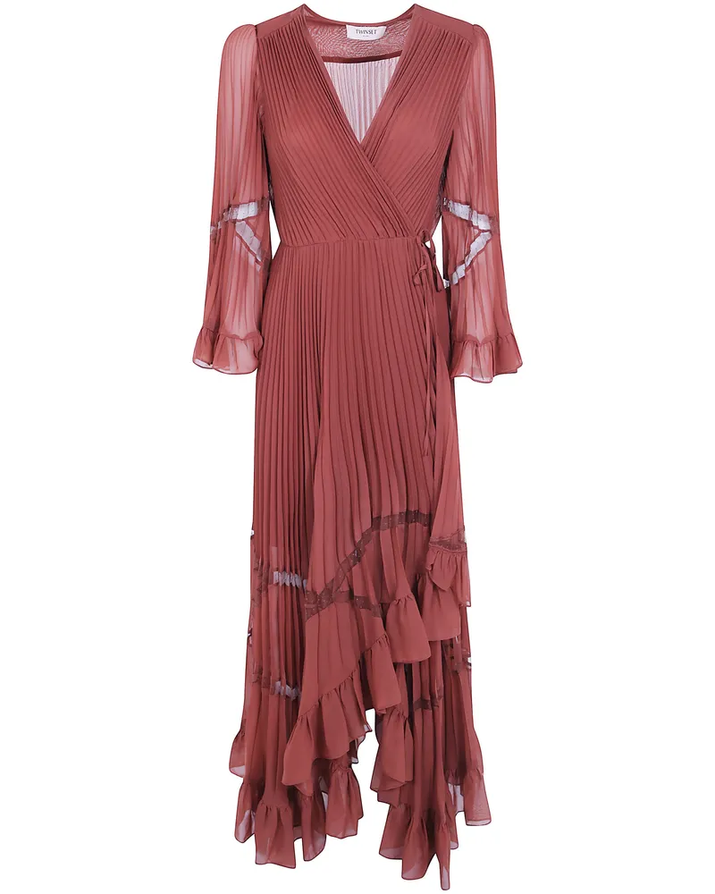 Twin-Set Dress Long Sleeves "Cherry Wood Brown