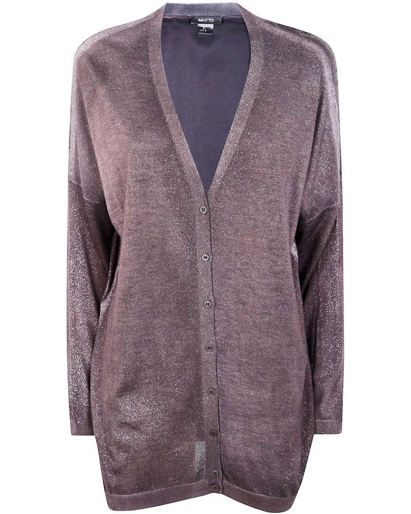 Avant Toi Star Dust" Effect Long Cardigan With Silk On Back Brown
