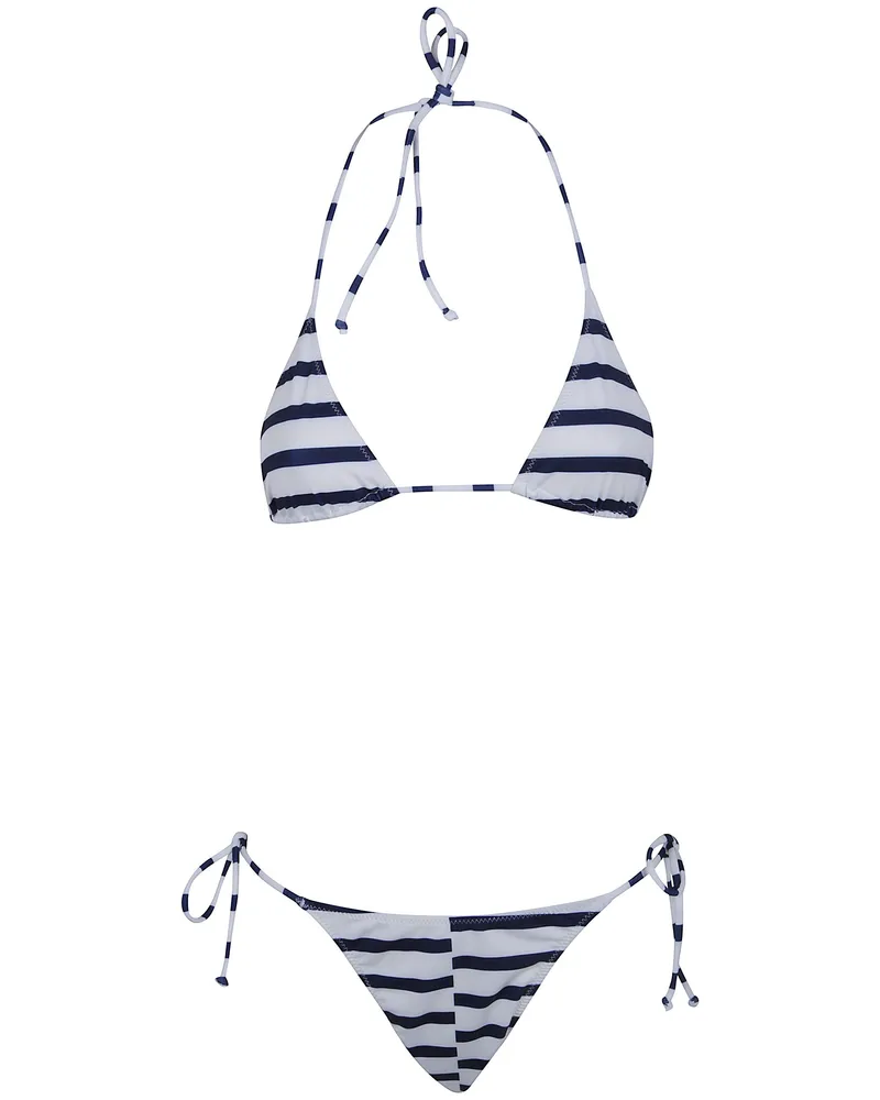 Jean Paul Gaultier Bikini Set Printed "Asymetric Mariniere White