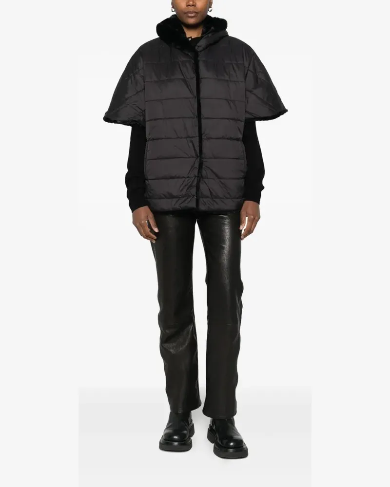 Blumarine Hooded Doubleface Cape Black