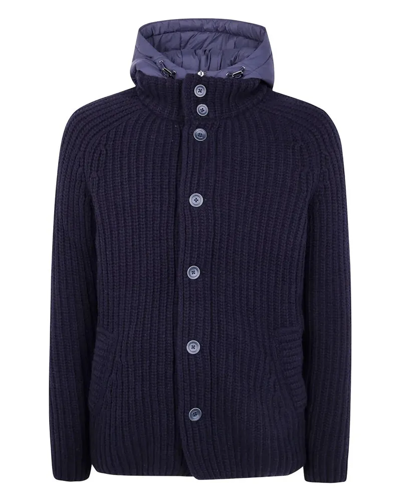 Herno Knit Under Waist Knit Jacket Blue