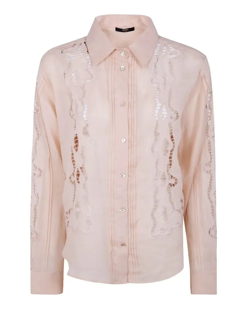 Seventy Ramie Embroidered Shirt Pink