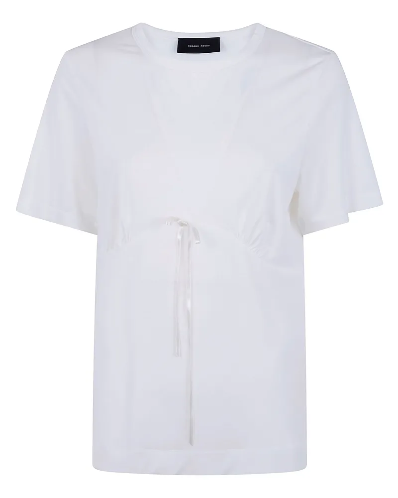 Simone Rocha Gathered" Bust Bow T-Shirt White