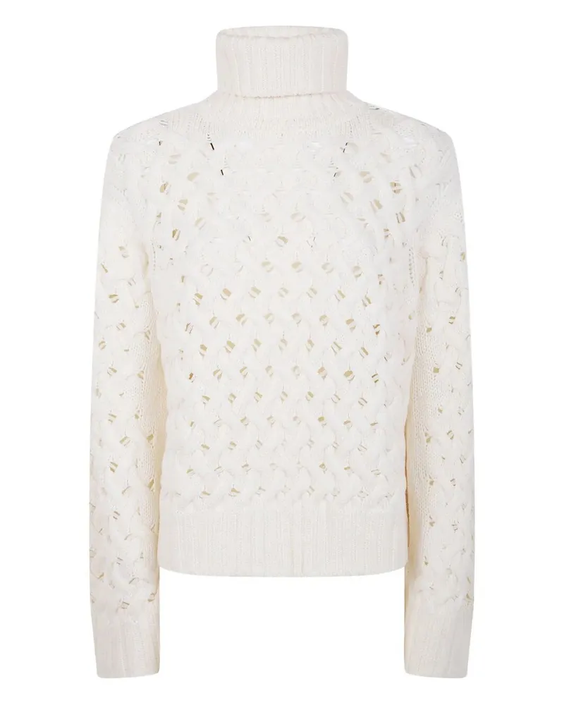P.A.R.O.S.H. P. A.R. O H. Turtle Neck Basket Stitch Sweater White