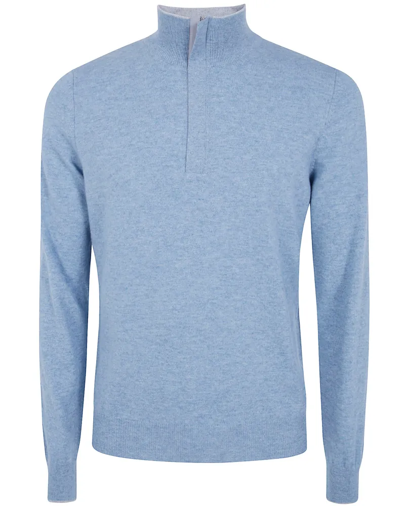 Gran Sasso Sweater Zip Turtle Neck "Long Sleeves Zip Turtle Neck Blue