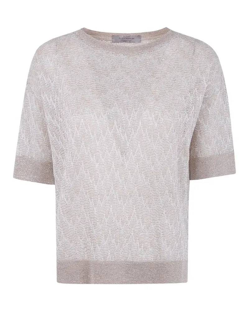 D.EXTERIOR D. EXTERIOR Z-Line Lux Short Sleeves Round Neck Sweater Metallic