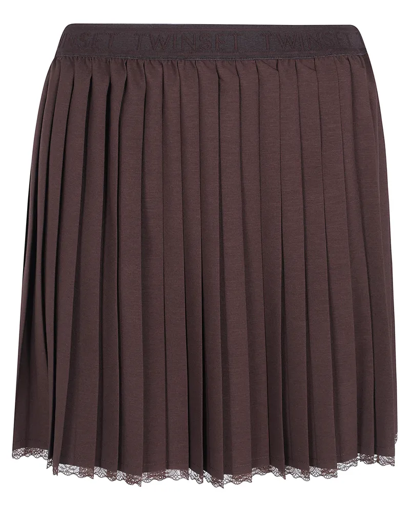 Twin-Set Mini Pleated Skirt Brown