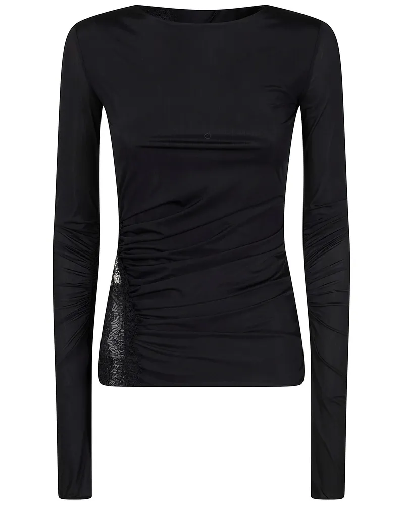 Blumarine Jersey Top With Lace Black