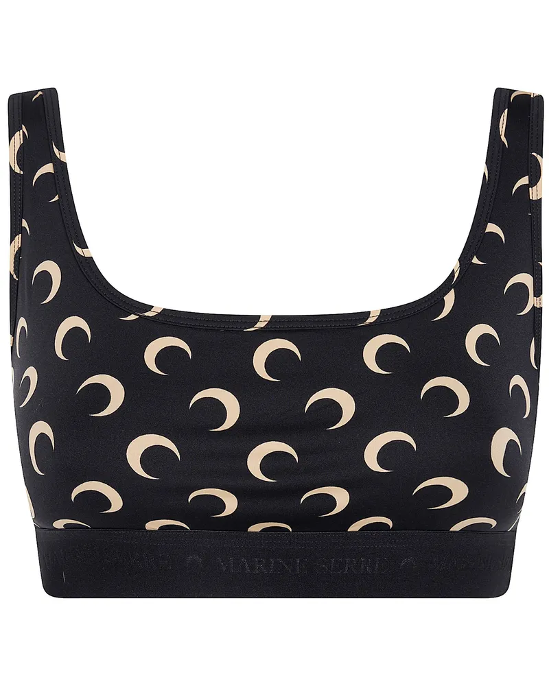 Marine Serre Moon" Printed Jersey Sports Bra Brown