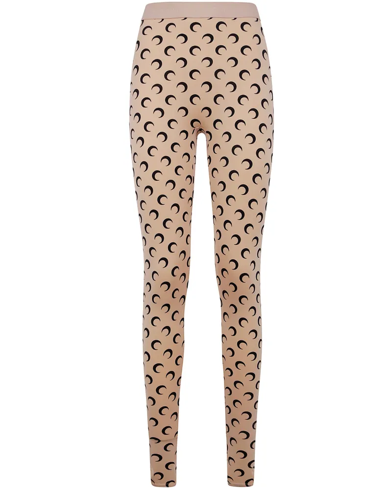 Marine Serre Moon" Printed Jersey Leggings Brown