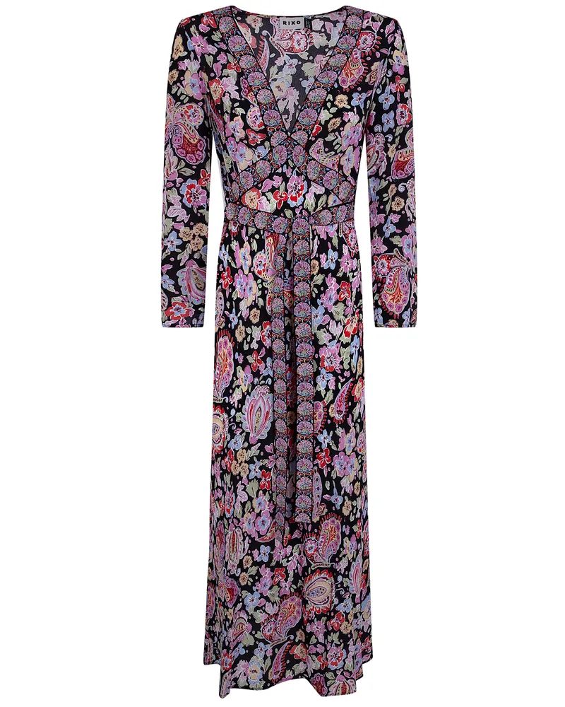 RIXO Tania' Dress Cara Floral Black Pink