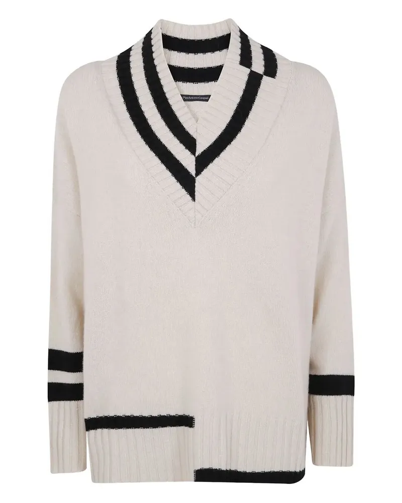 Pier Antonio Gaspari V Neck Edge Sweater White