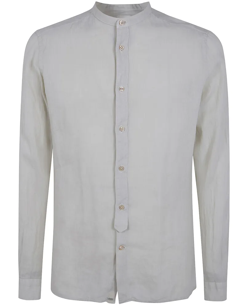 Tintoria Mattei Linen Shirt With A Mandarin Collar Brown