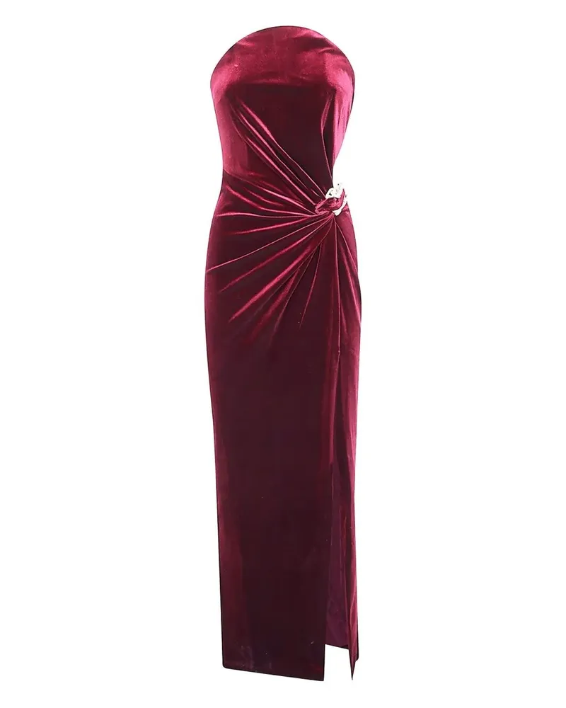Self-Portrait Velvet Bandeau Maxi Dress Red