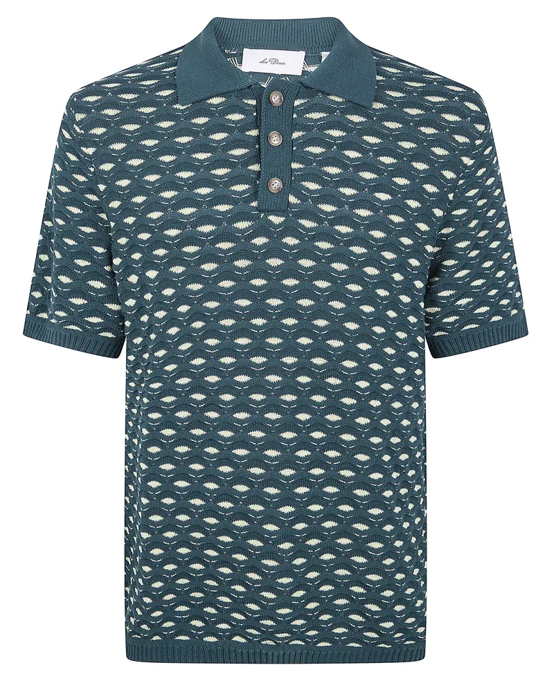 LES DEUX Esmay" Shell Knitted Polo Shirt Green