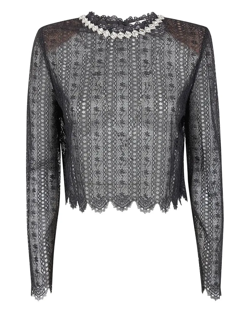 Self-Portrait Organza Lace Top Black