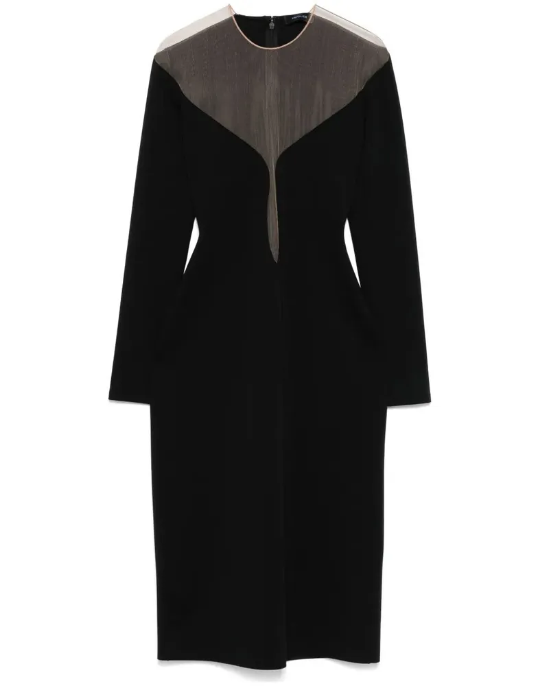 Thierry Mugler Deep Neck Fit Midi Dress By Mugler Black
