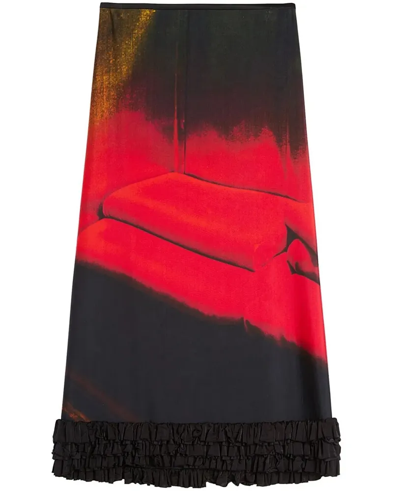 Jil Sander Skirt W/Rouches Red