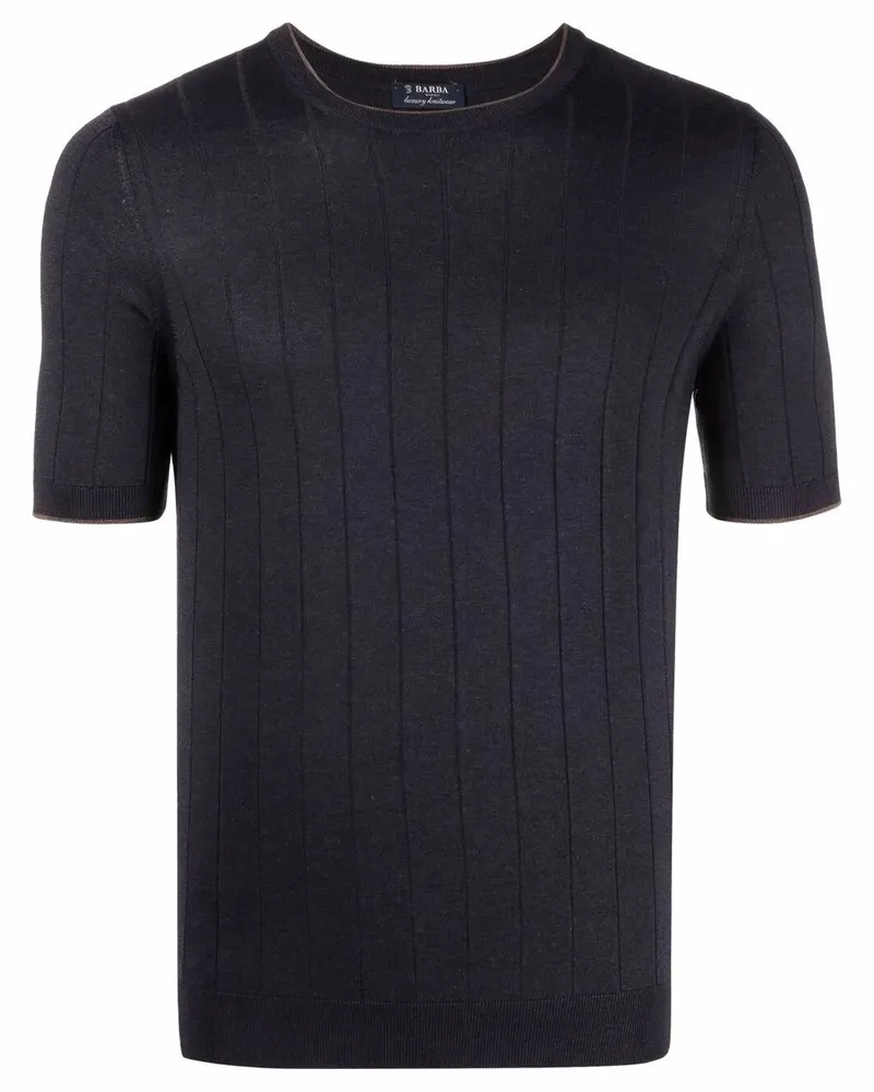 BARBA Silk Round Neck Sweater Blue