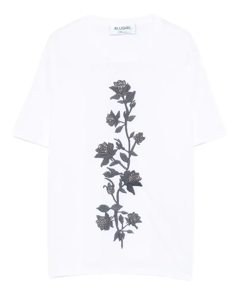 Blumarine Short Sleeves Classic Ramage T-Shirt White