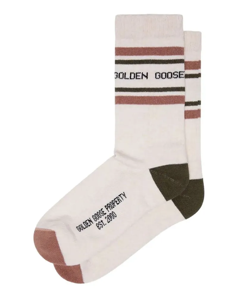 Golden Goose Socks Bi-Color Stripes "Heritage White White