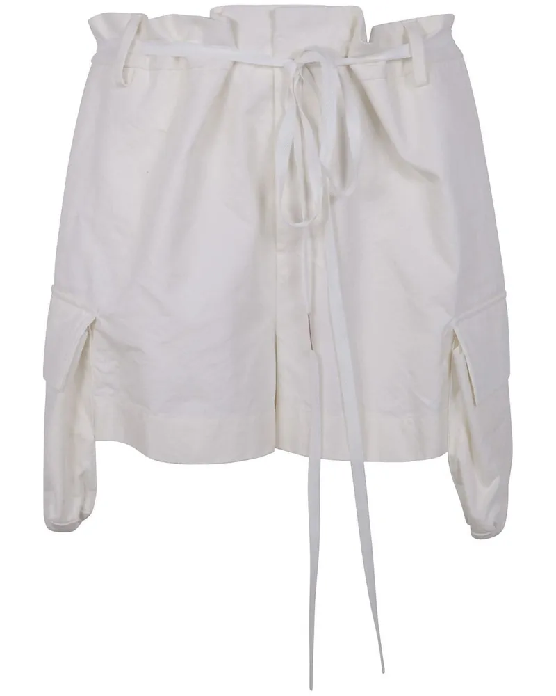 Ann Demeulemeester Nadina Cargo Shorts Natural Wash Cotton By Ann Deme White