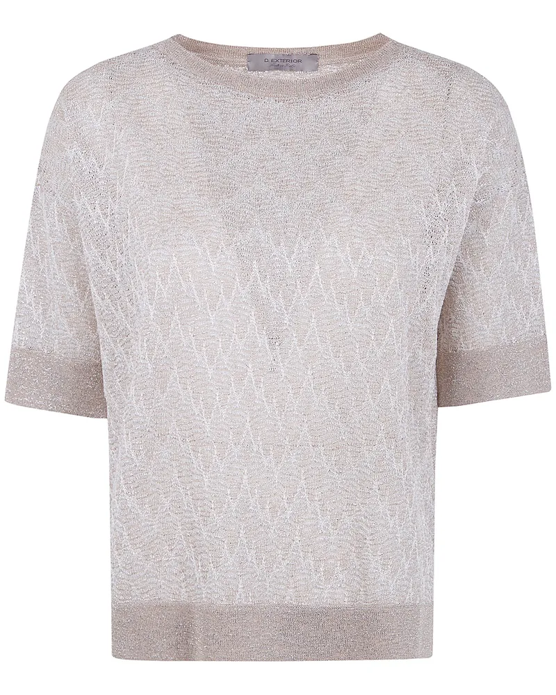D.EXTERIOR D. EXTERIOR Z-Line Lux Short Sleeves Round Neck Sweater Metallic