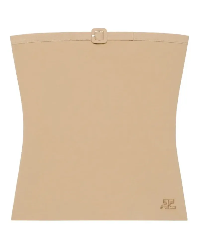 Courrèges Buckle Knit Bustier Top Beige