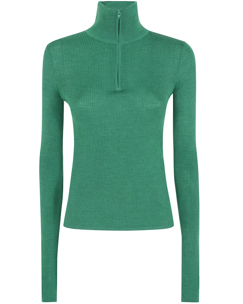 FRANKIE Shop Sweater Knit Zip "Sade Green