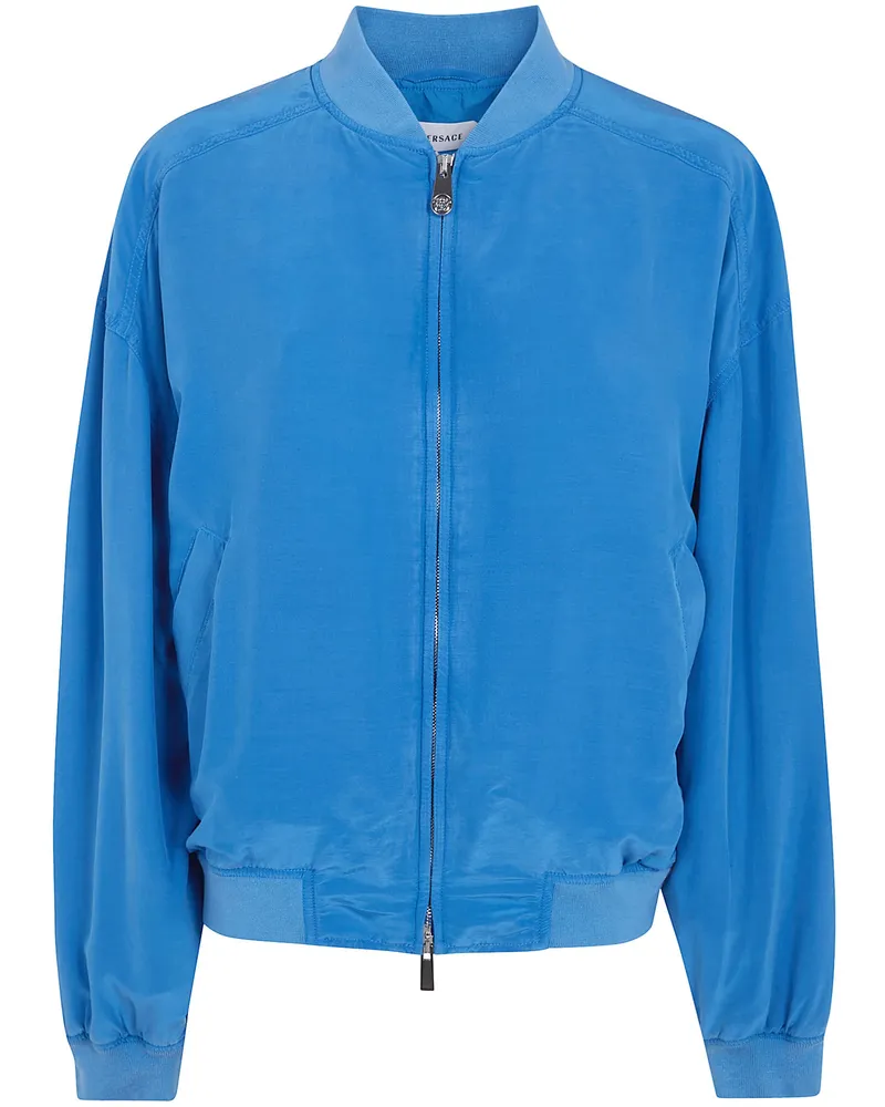 Versace Blouson Overdyed Silk Popeline Blue