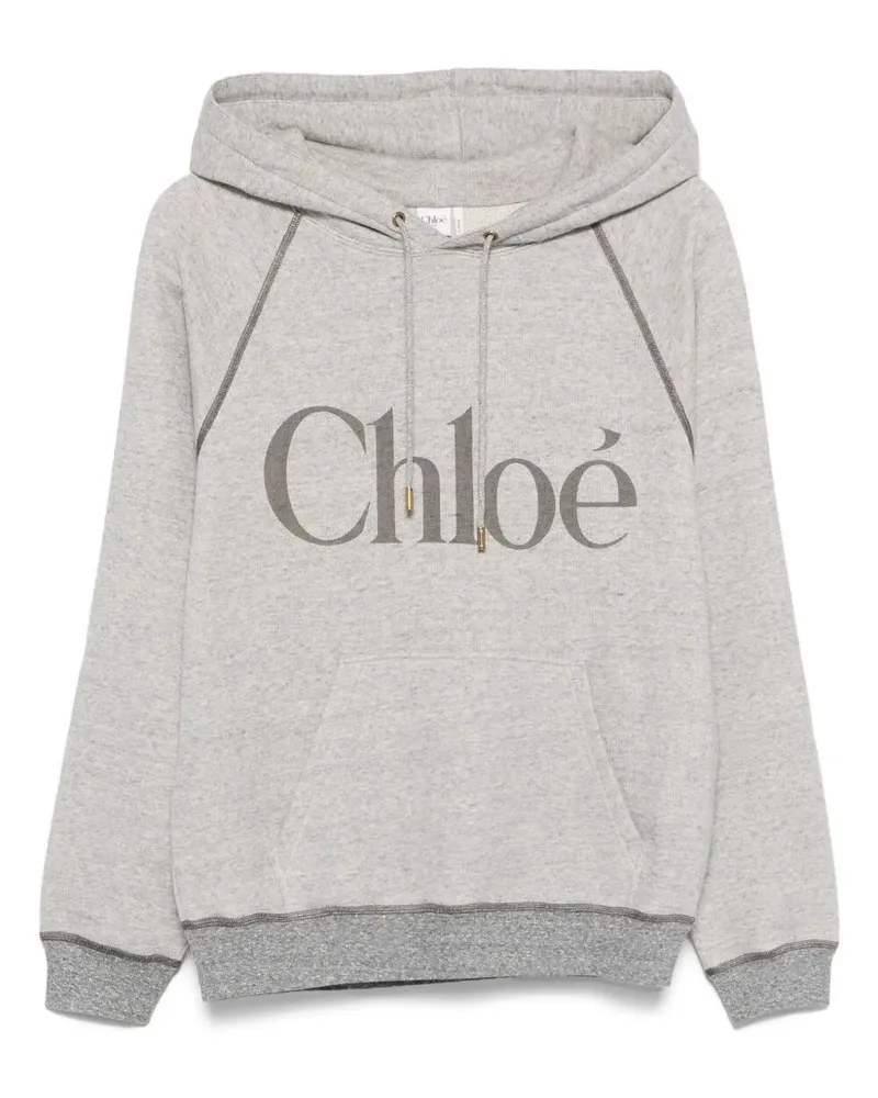 Chloé Logo Classic Hoodie Gray