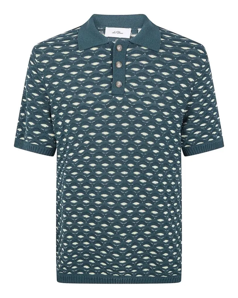 LES DEUX Esmay" Shell Knitted Polo Shirt Green