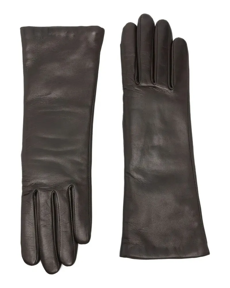 Agnelle Christina" Nappa Leather Cashmere Gloves Brown