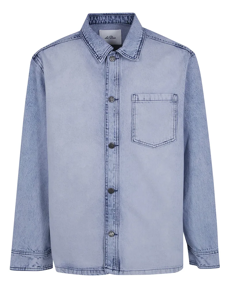 LES DEUX Jacket Bleached Denim Overshirt Blue