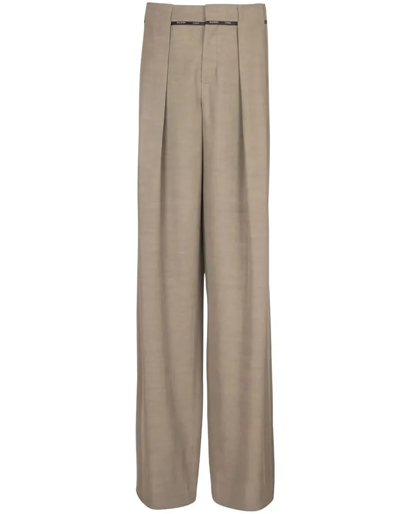 Balmain Taupe Cupro Pleated Pants By Balmain Gray