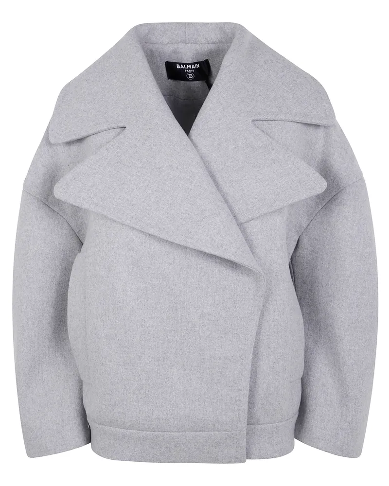Balmain Wool Caban Gray