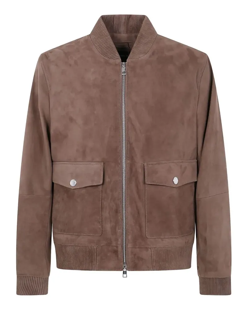 Michael Kors Suede Bomber Jacket Brown