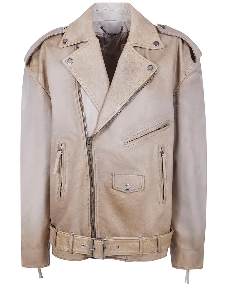 Golden Goose Journey" Unisex Over Jacket Phoebe Treated Hand Dyed Lea Brown